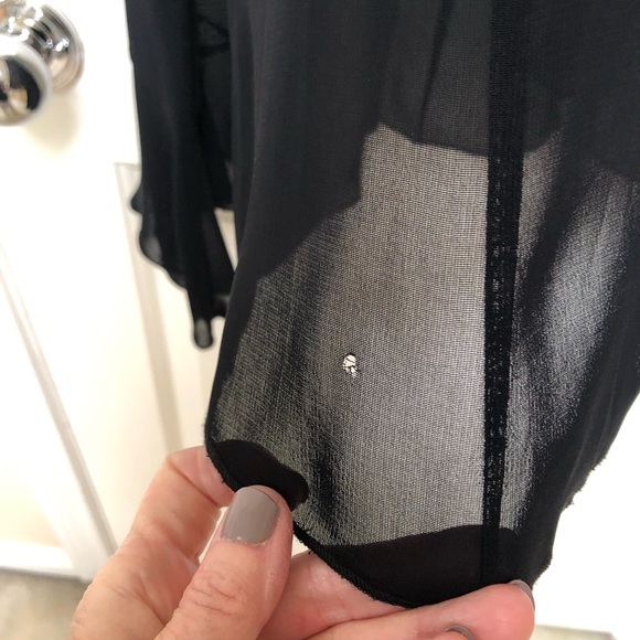 Karen Kane sheer black ruffled blouse - Picture 6 of 7